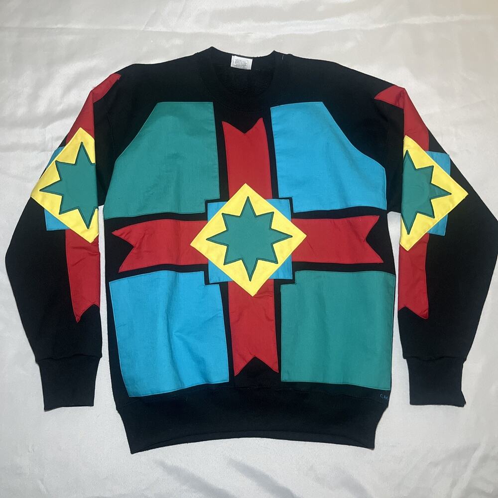 Vintage 90s Lee Sturdy Sweats Custom Handmade Colorful Aztec Sweatshirt Women XL